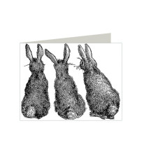 Petite Pen and Ink Rabbit Trio Easter Card ~ England